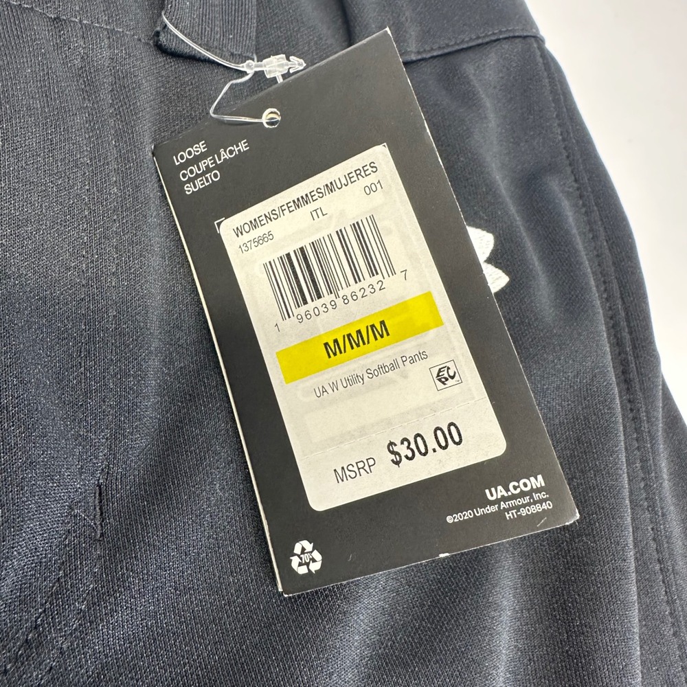 Under Armour Womens Black Utility Softball Pants Cropped Loose Fit 1375665 M NEW - Picture 4 of 13